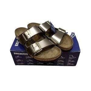 Birkenstock Arizona Women’s Sandal Electric Metallic Taupe 38/ 7.5 NWT